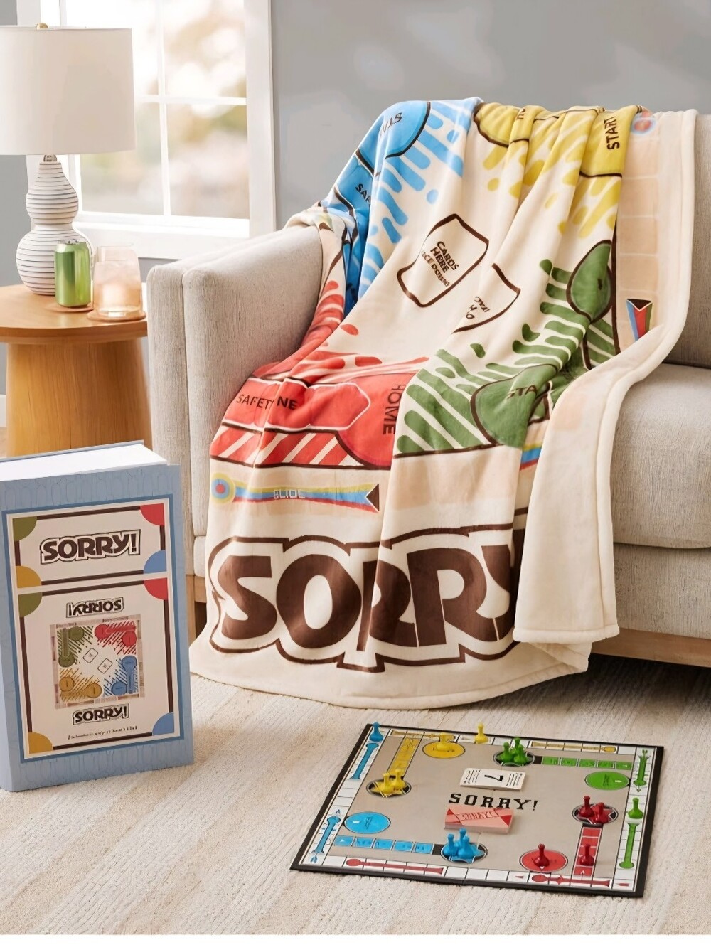 Licensed Classic 'SORRY!' Boxed Board Game Silk Touch Throw, 50" x 70"